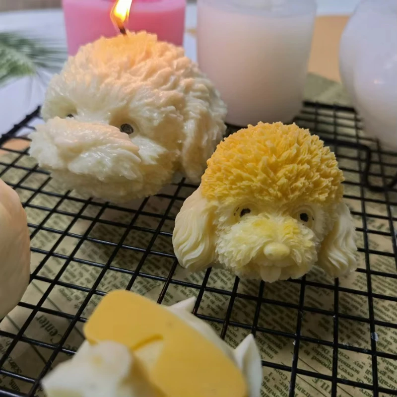 3d lying teddy dog silicone candle mold poodle animal soap mold silicone dog mold puppy decor soy wax candle plaster resin art