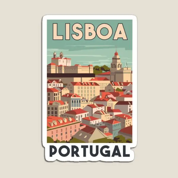 Imán de viaje Vintage de Lisboa Portuga, decoración divertida, magnético colorido para niños, organizador de nevera, juguete para niños y bebés