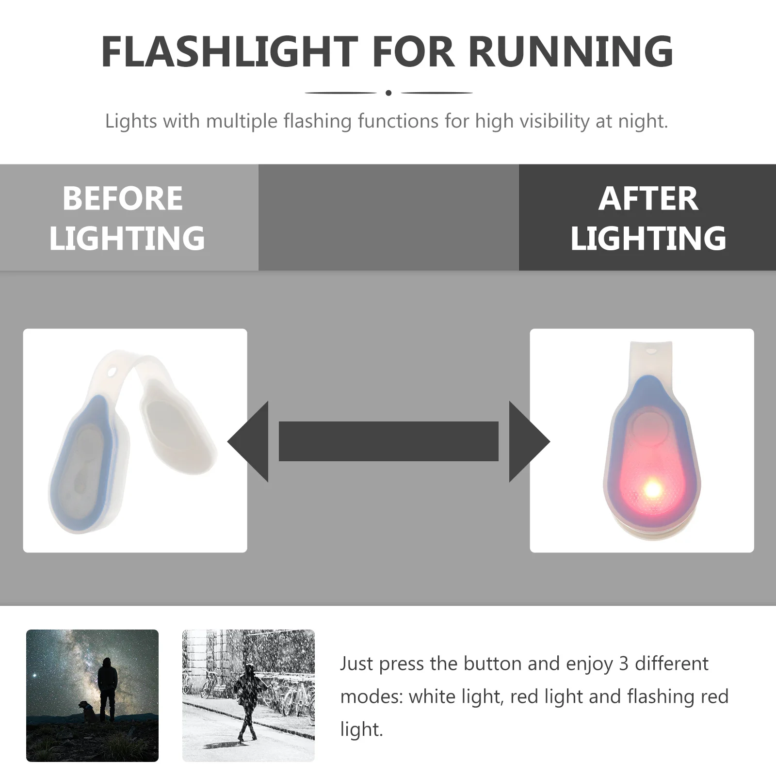 2Pcs LED Magnetic Flashlight Clip on for Belt Jacket Bike Running Walking Night Visibility Safety Clip on Flashlight