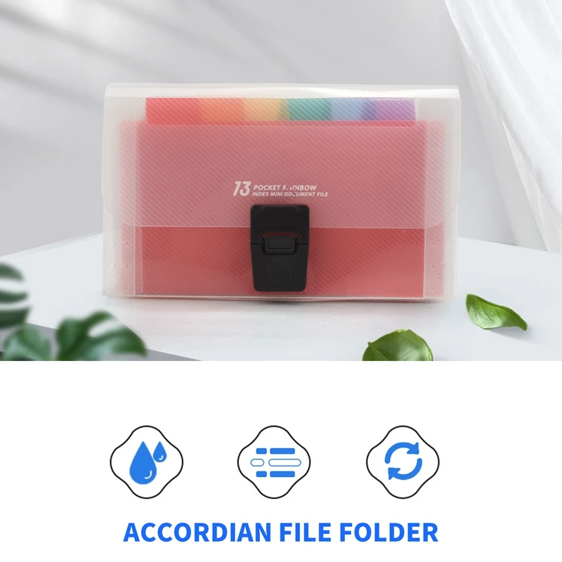 Accordion Folder, 13 Pockets A6 Plastic Accordion Expanding File Folder With Budget Envelopes For Cash System