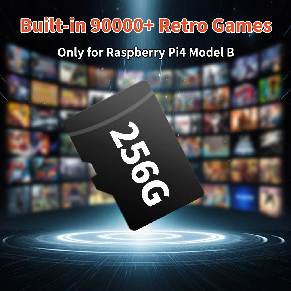 Najnowszy system Batocera 39 na karcie TF dla Raspberry Pi4 Model B z ponad 90 000 retro grami dla PS1/PSP/SNES/MAME/SS, Plug and Play