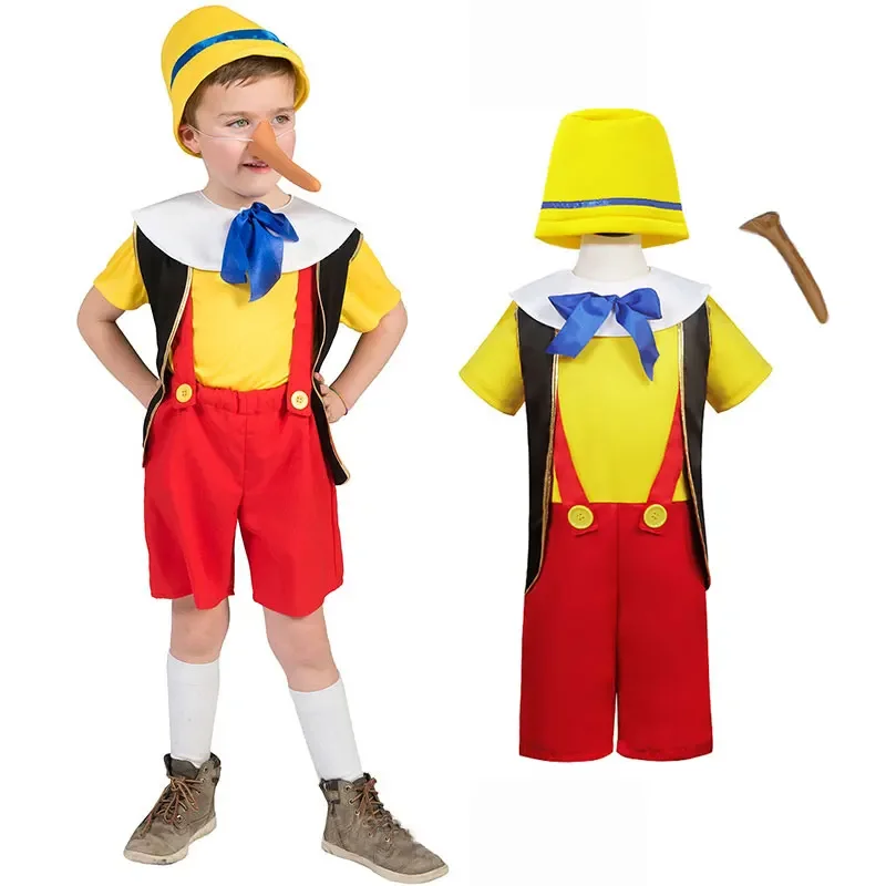 Umorden Pinocchio Costume for Kid Child Toddler Boy with Long Nose 3-4T 4-12T