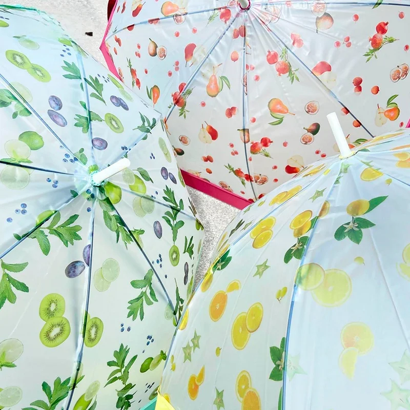 

Thickened Transparent Jelly Umbrella for Women Portable Foldable Long Handle Rain Umbrella Enhanced Structure Manual Opening