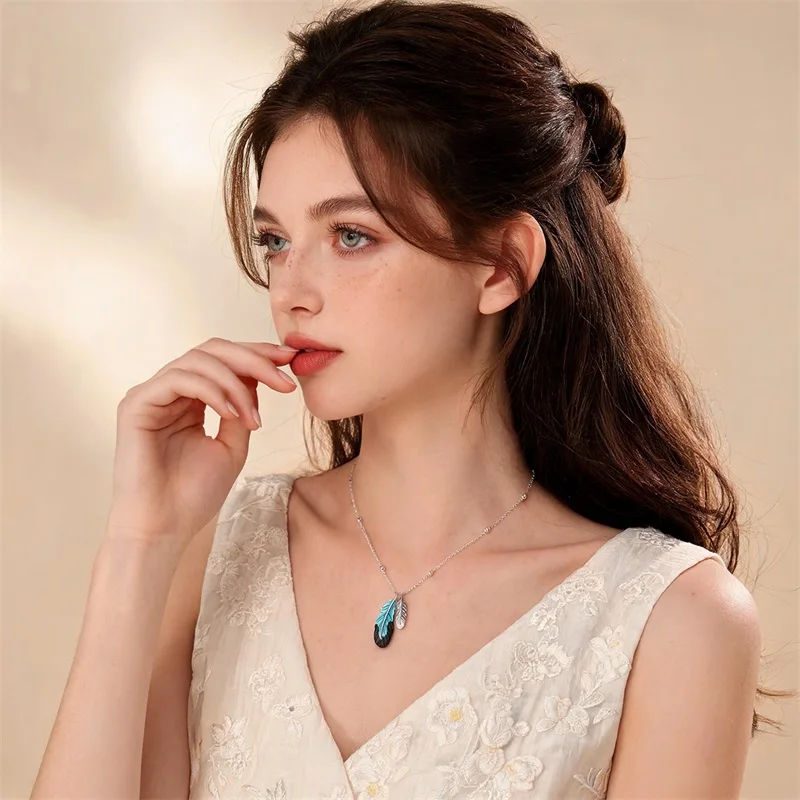 Dainty 925 Sterling Silver Necklace Butterfly Feather Heart Flower Pendant Women Neck Jewelry Gift For Her Birthday Anniversary