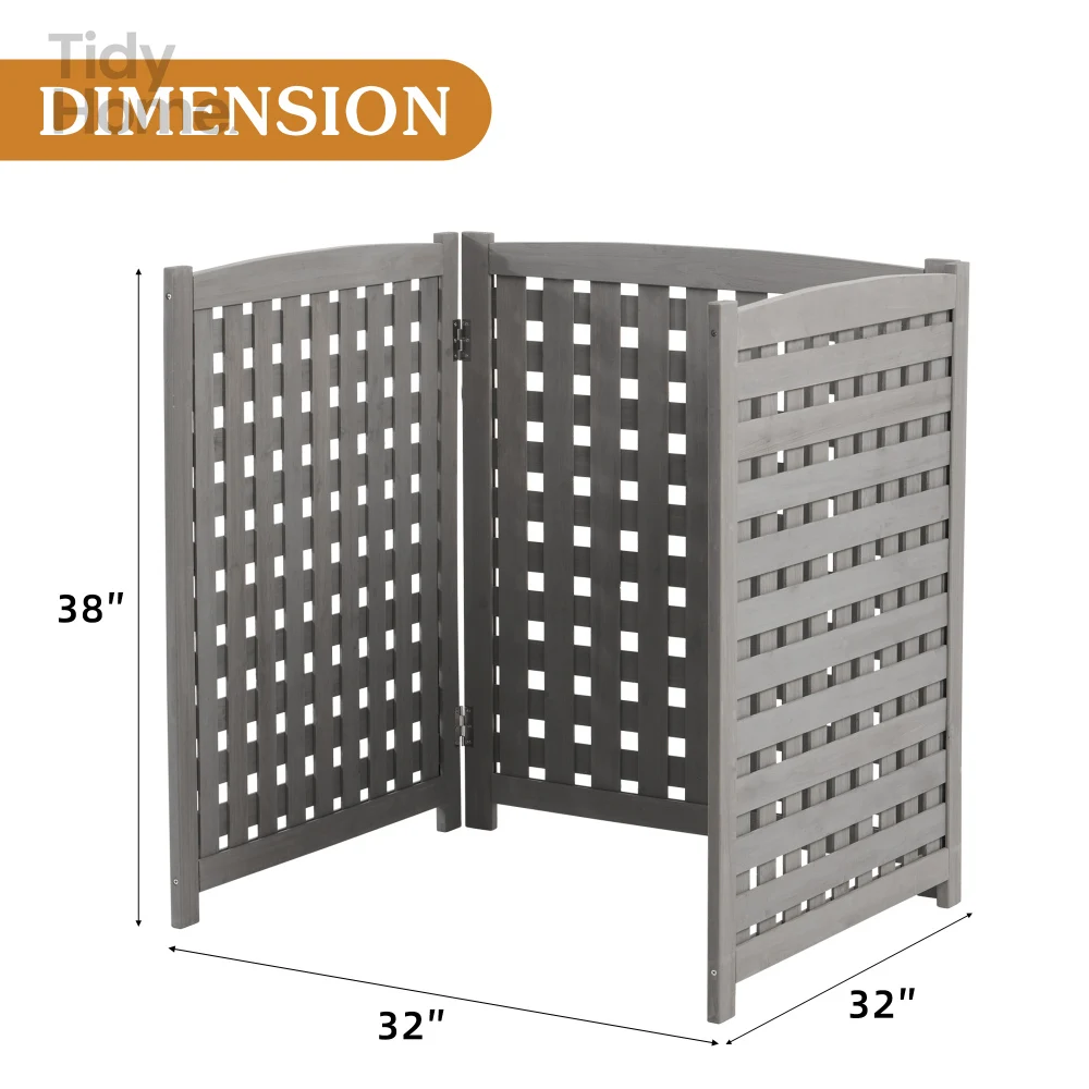 Air Conditioner Fence Screen Outside,Cedar Privacy Fence 3Panels to Hide AC/Trash Enclosure,U-shaped regulator,breathable design