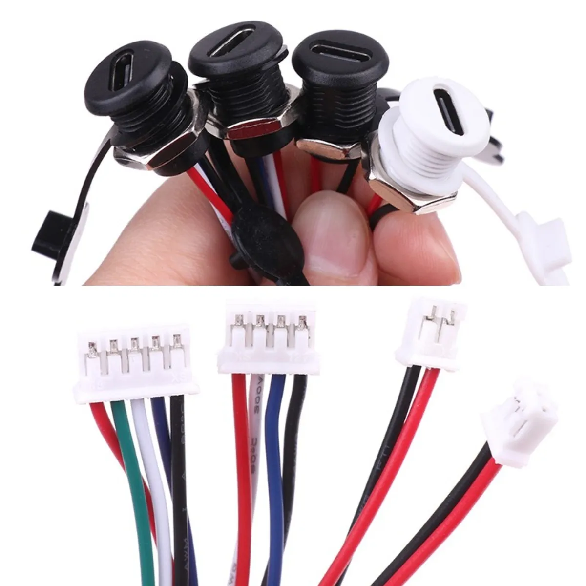 USB-C 2/4/5Pin High Current Charging Socket With PH2.0 Nut Snap Lock Plate USB TYPE-C Female Waterproof Female Connector Jack~