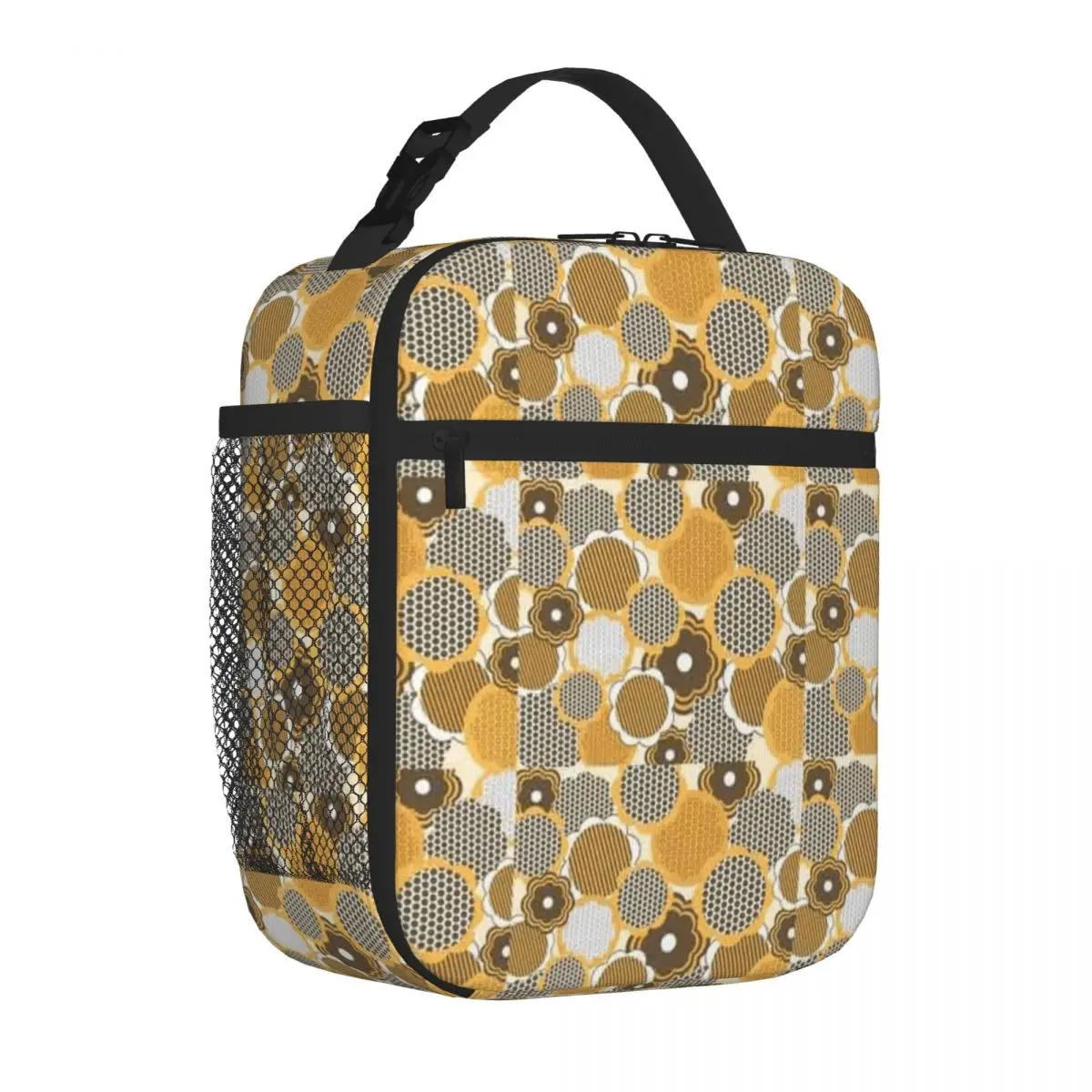 Bestselling Retro Style Polka Dot Black White And Yellow Polka Dot Black  Durable Lunch Bag School Field Trip Lunch Bag