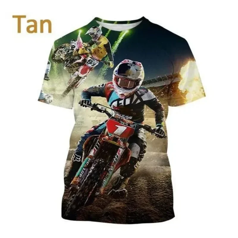 2024 Summer New Cool Motorcycle 3D Printed Men\'s T-shirt Comfortable Breathable Short Sleeve Plus Size Loose Casual Fashion Top