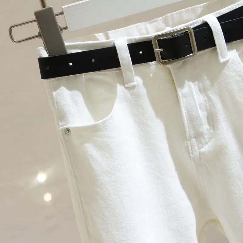 White micro flared jeans women's high waist autumn new Korean version slim fit versatile and elastic split flared pants