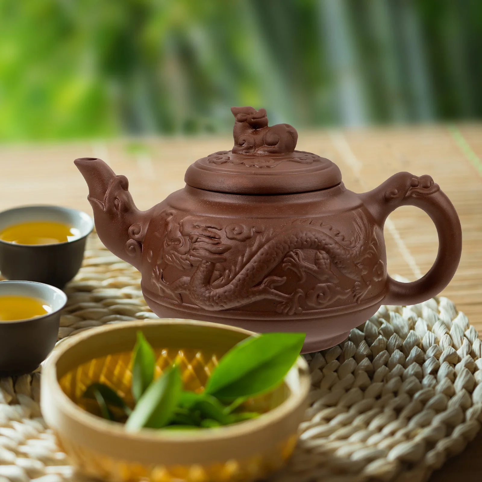 

Purple Clay Dragon Pattern Ceramic Tea Kettle Large Capacity Clay Teapot for Household Tea Shop Kettle