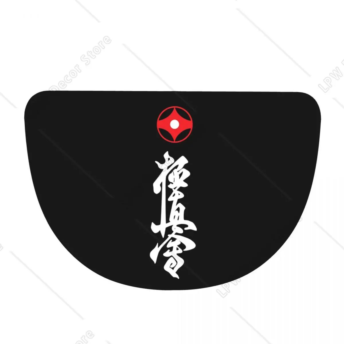 Kyokushin Karate White Soft Flannel Half Round Doormat Non Slip Bathroom Mat Absorbent Floor Carpet for Garage