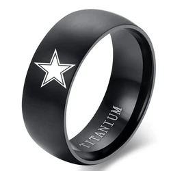 MOREDEAR 8mm Black Titanium Ring  Dallas Cowboys For Men and Women