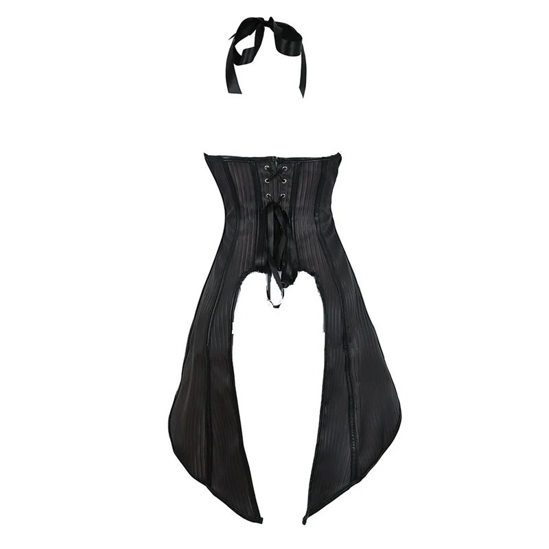Corset top con tirantes largos, top, top, corsés pirata, lencería irregular burlesque de talla grande, burlesque negro, dos piezas, korsett