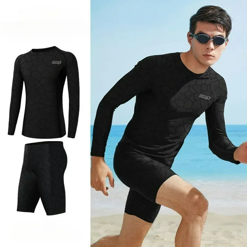

Men Long-sleeve Swimsuit High Elasticity Diving Suit Man Swimwear Surfing Wetsuit Professional Swimming Training Clothes