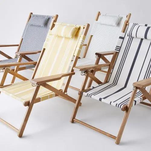 Folding Beach Chair 5 Position Reclining Portable Backpack Chair Wooden Frame