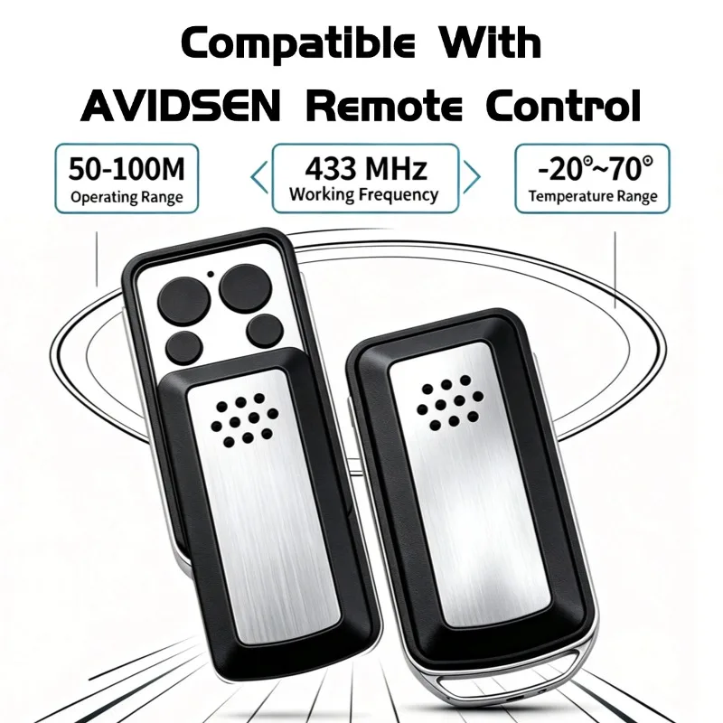 RF 433Mhz Rolling Code Garage Door Remote Control Compatible with Avidsen 114253 104257 104251 Extel Thomson Garage Door Opener