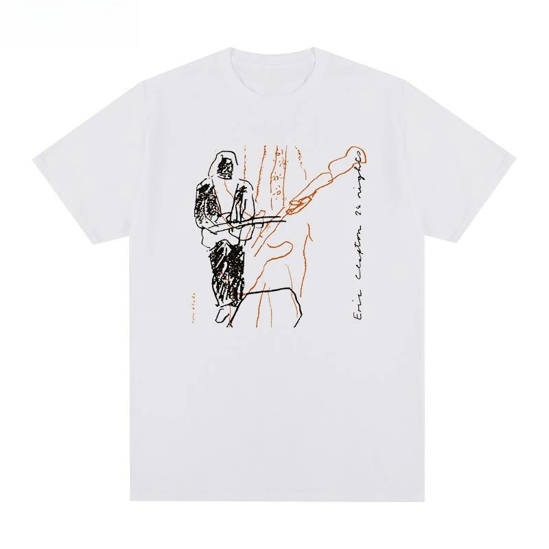Camisetas de Algodón Puro para Hombre y Mujer, Estilo Retro y Nostálgico, con Estampado de Eric Clapton, con Mangas Cortas
