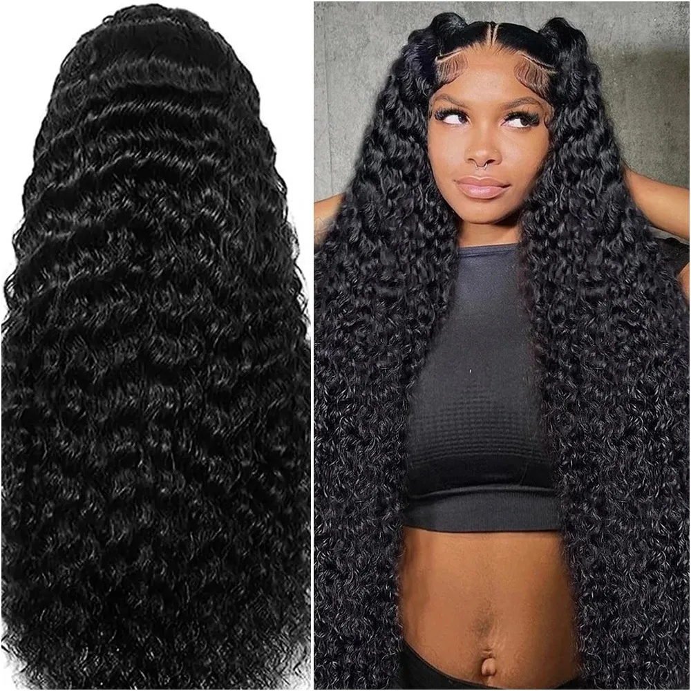 

38 Inch Deep Wave 13x6 HD Lace Frontal 100% Curly Human Hair Wigs For Women Brazilian Preplucked 5x5 Lace Front Wig 200% Density