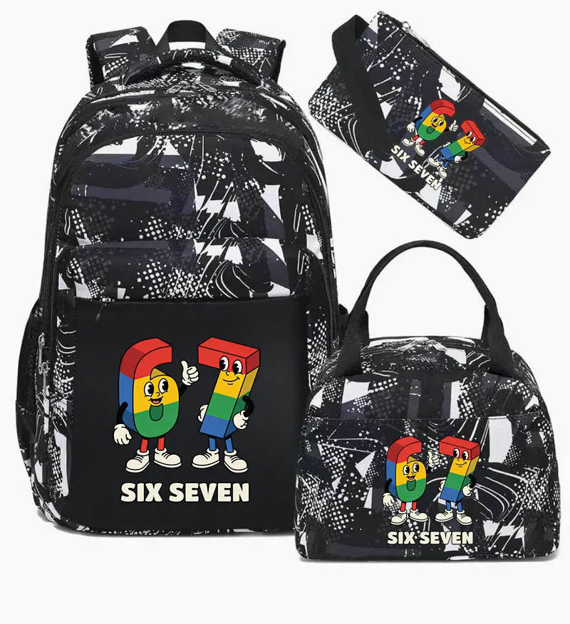 3点セット-67-シックスセブン-プリント-スクールバッグ-男の子用-小学校-リュックサック-バックパックセット-リュックサックバッグ-キッズ-キュート-子供用ブックバッグ