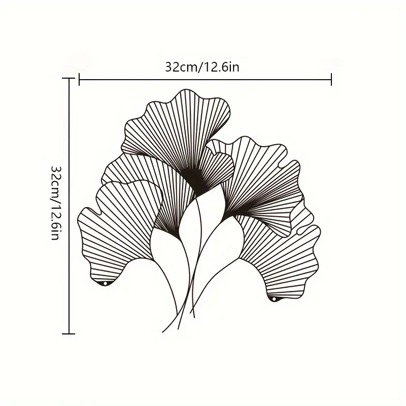 HELLOYOUNG CIFBUY-Hoja de Ginkgo para decoración del hogar, flor de Metal, arte de pared, flor y hoja, colgante de pared, cafetería, diseño Interior, obra de arte Wa