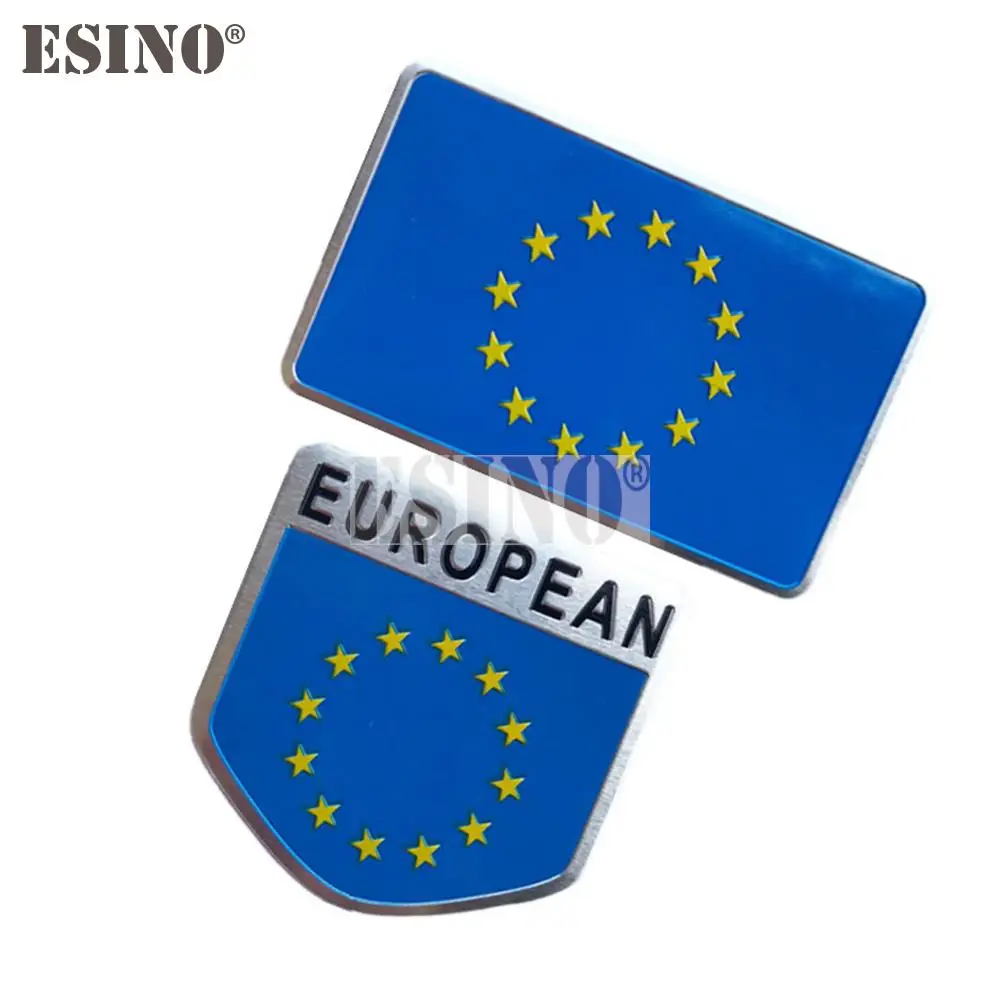 

New EU European Union National Flag 3D Metal Chrome Aluminium Alloy Decorative Emblem Adhesive Badge Sticker Decal