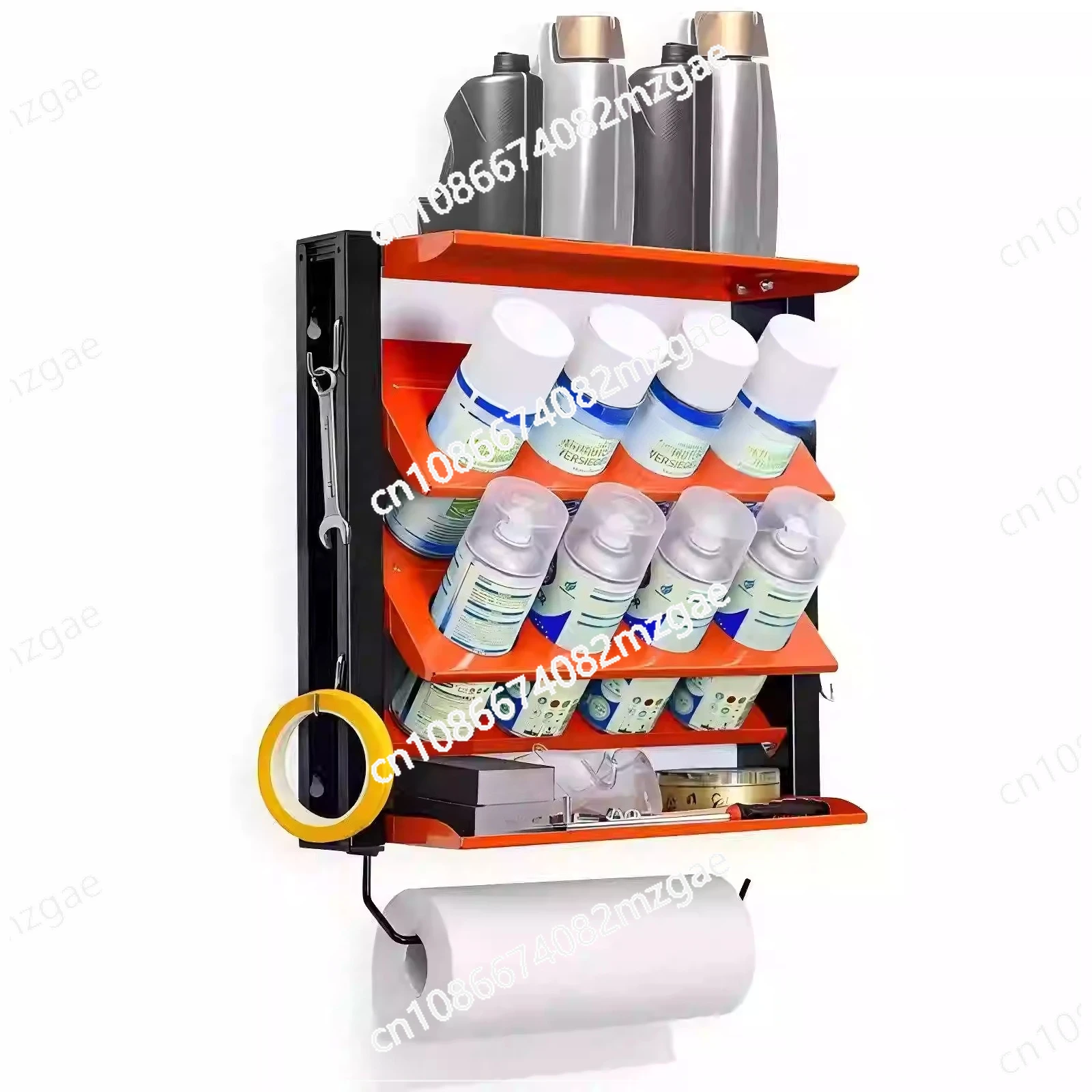 Steel Wall Mounted Spray Bottle Holder with Tissue Holder Practical Tool Storage Rack Suitable for Garage Studios
