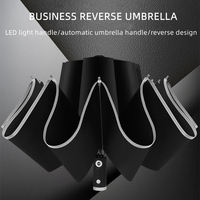 Automatic Umbrella Woman Reflective Stripe Reverse Led Light Umbrella Three Folding Inverted 10 Ribs Windproof Umbrellas Travel