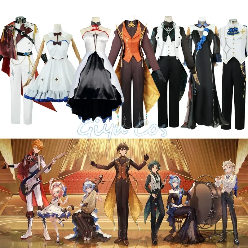 Genshin Impact Albedo zhongli ganyu xiao Diona Tartaglia Eula Cosplay Symphony Concert Costume Carnival Halloween Masquerade