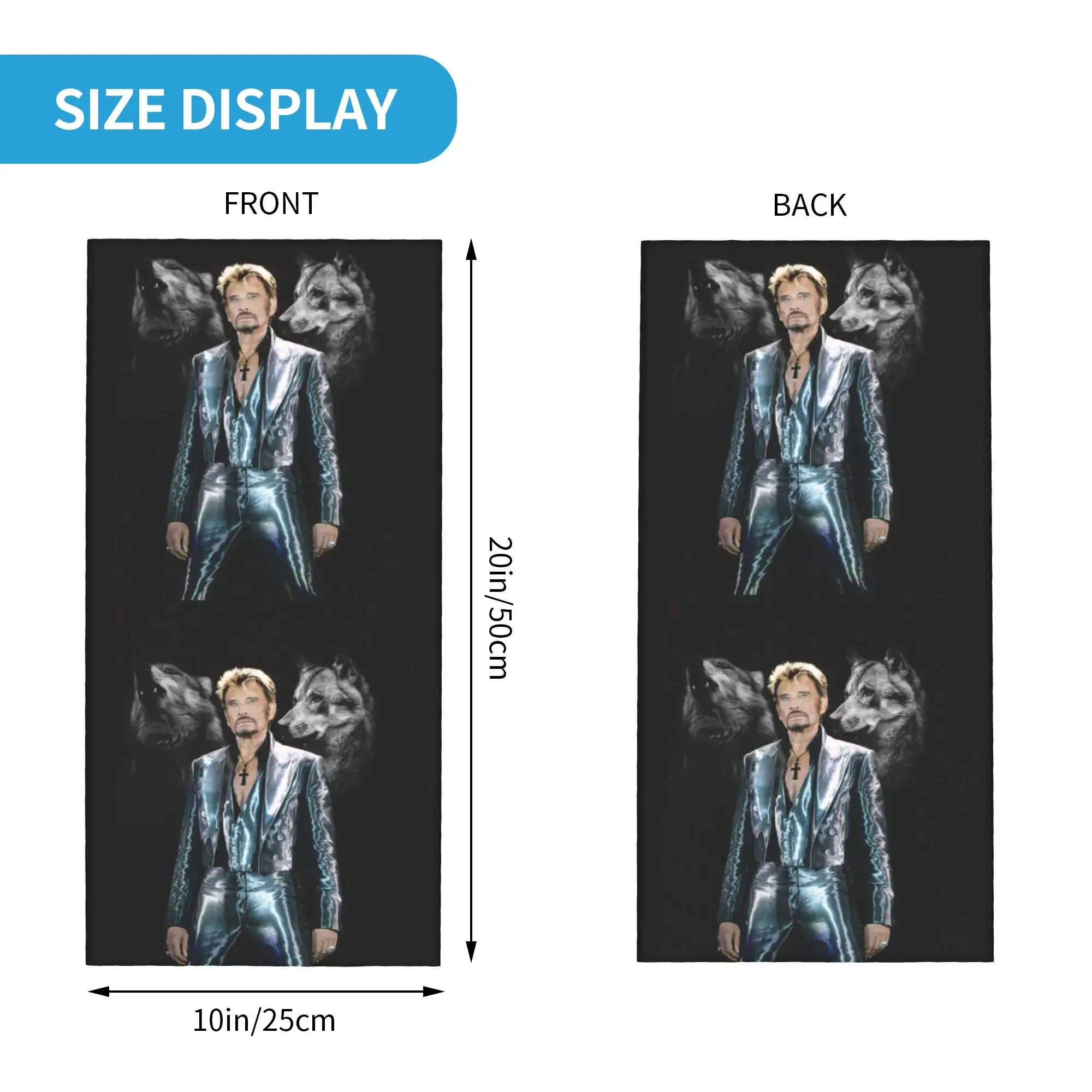 Johnny Hallyday Music Singer Neck Gaiter Women Men UV Face Shield Winter French Rock Bandana Scarf for Hiking