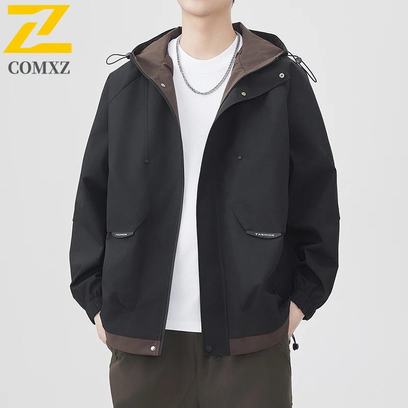 

2023 New Autumn Men's Jacket Athleisure Hooded Waterproof Windbreaker Jackets chaqueta Male Style Fishing Soft Shell Rush Coat