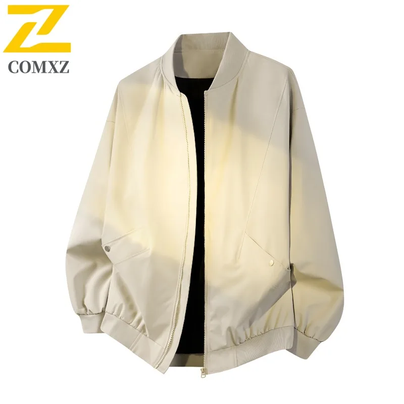

2025 Spring Autumn Water Resistant Baseball Jacket Men Trendy Casual Windproof Zip Up Workwear Style Lightweight Flight Coat
