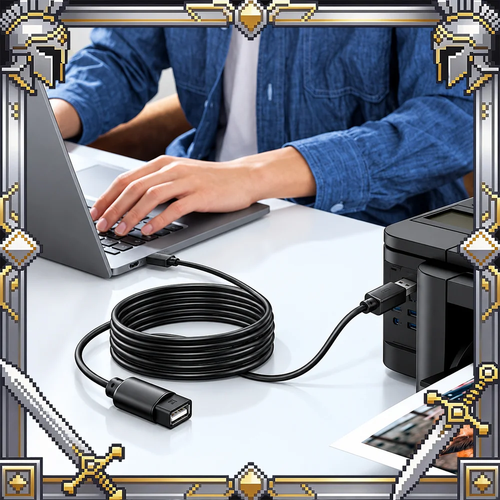 UGREEN 10319 5m USB 2.0 Active Extension Cable, USB-A Male to Female Signal Repeater for Keyboard Mouse Printer