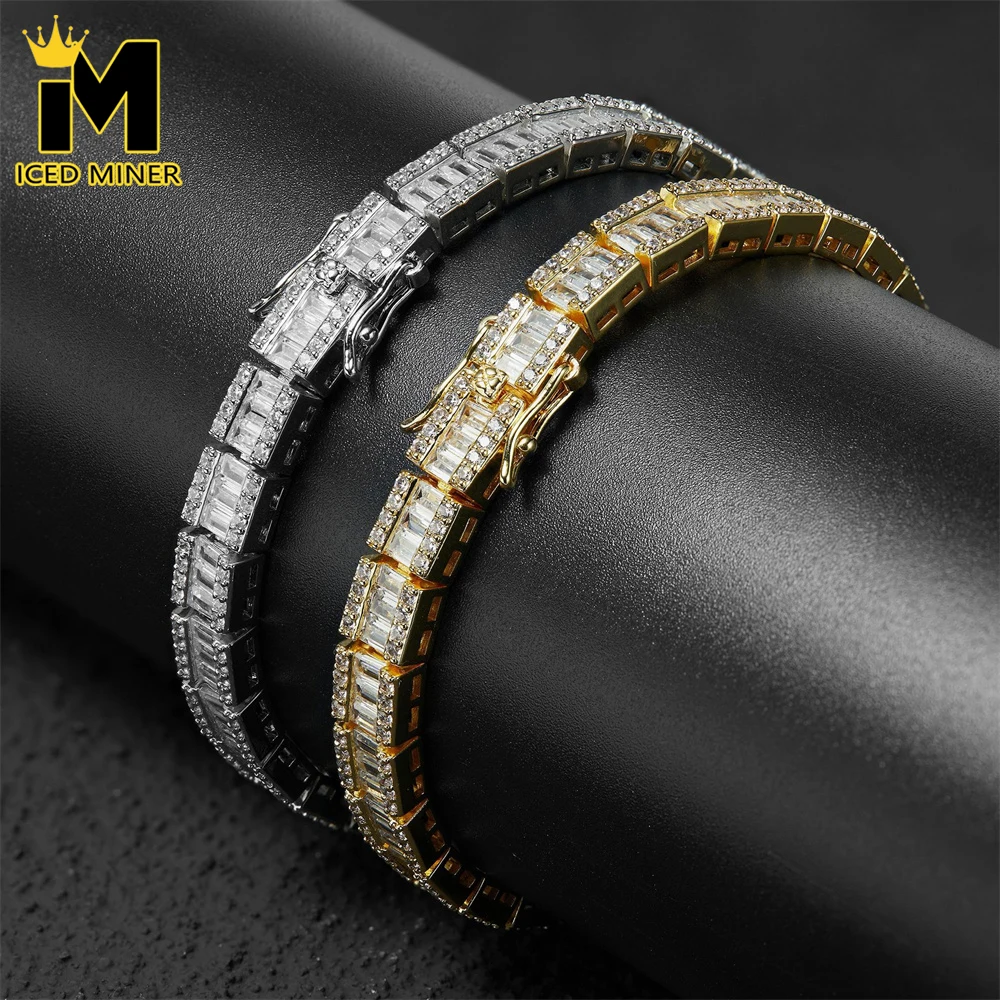 Icedminer 6.5mm Iced Out Link Chain Bracelets For Men Women Brass Zircon Hip Hop Jewelry Free Shipping