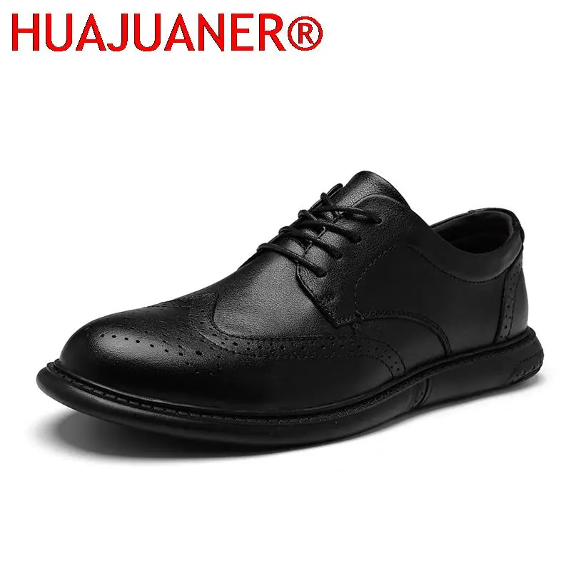 

Genuine Leather Business Formal Shoes Men Casual Luxury Brogue Shoes Cow Leather Mens Shoes High Quality Men's Oxfords Big Size