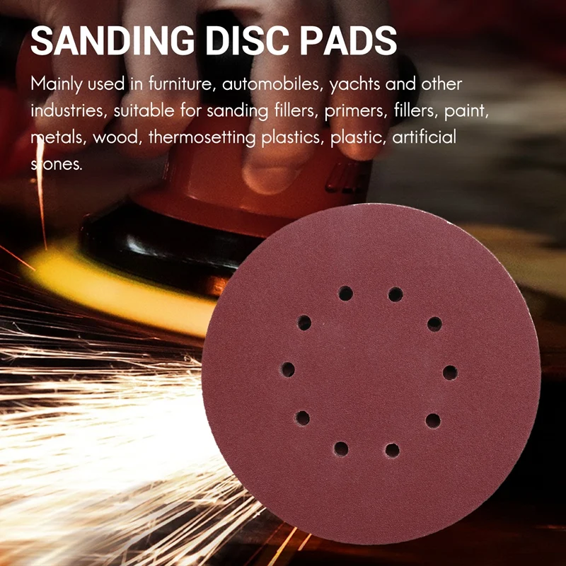 225Mm Sanding Disc Pads, 25 Pcs Hook And Loop Sandpaper Sheet For Random Orbital Sander (80 Grit)