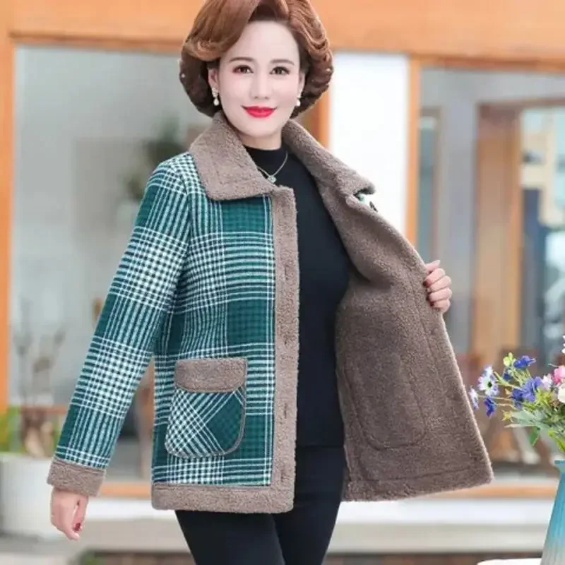 

Fashionable and Versatile Warm and Casual Jacket for Women New Mom Outfit with Fleece Jacket for Women Middle-aged and Elderly