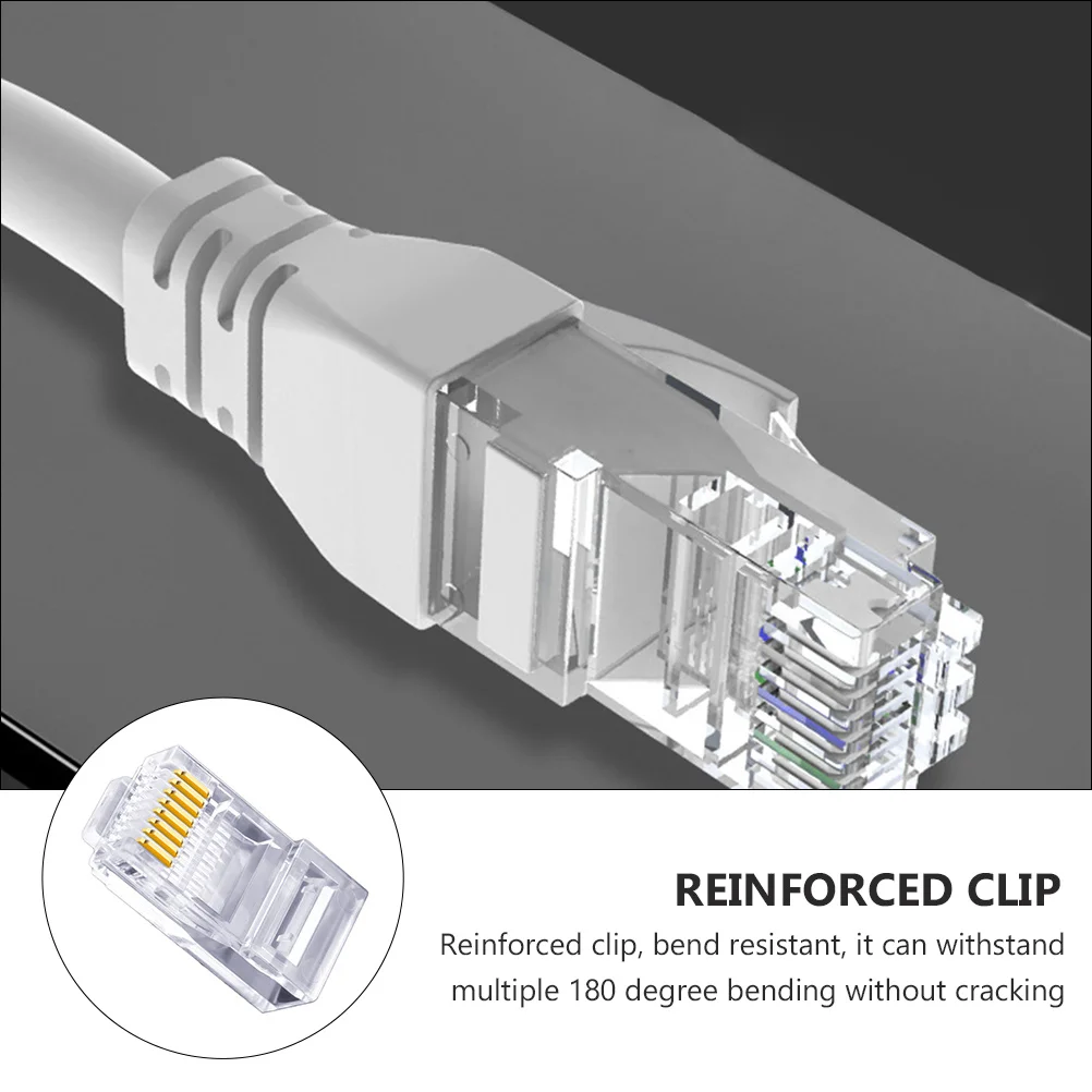 

100Pcs Rj45 Ethernet Cable Crimp Connector Reinforced Clip Clear Pc Cable Plug for Desktop Laptop Router