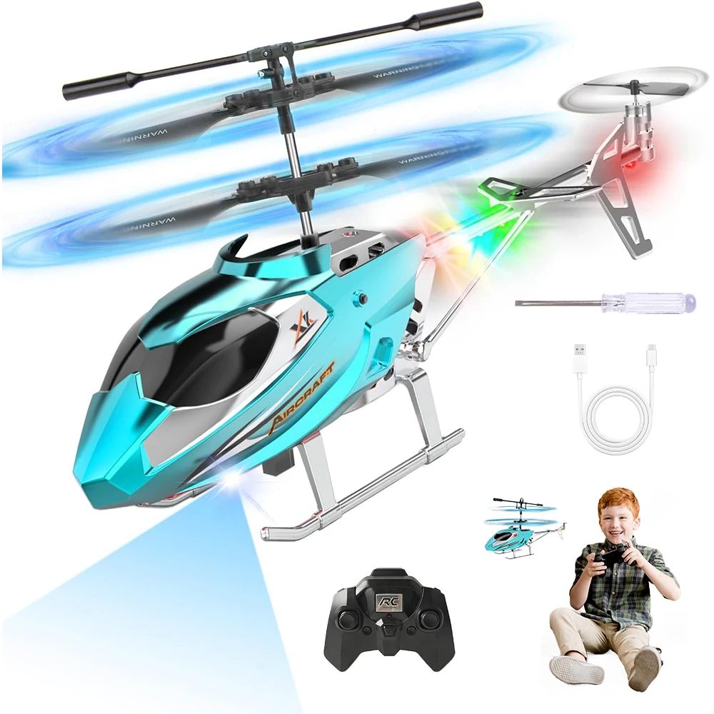 Ferngesteuerter Helikopter-Modellbausatz, Blaues 3D-Kit mit Höhenfixierung & Ein-Tasten-Start, Perfektes Urlaubsgeschenk für Alle Altersgruppen