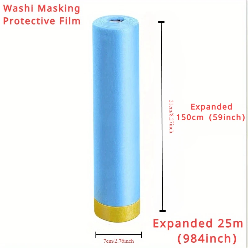 Pre-Taped Masking Film Plastic Sheeting Automotive Washi Tape No Residue Painters Plastic Drop Cloth for Painting