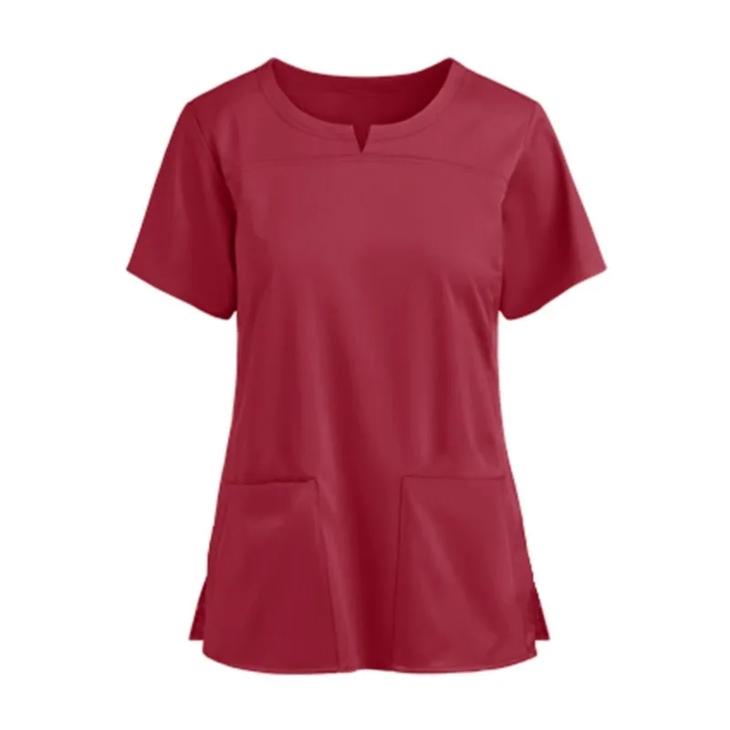 Medical Uniform Women Scrubs Tops Blouse T-shirt Short Sleeve Nurse Working Uniform Pullovers Nursing Workers Scrubs Accessories