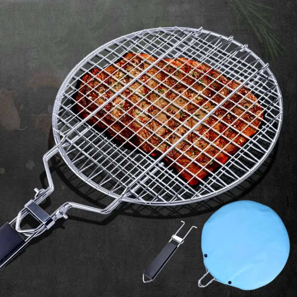 Practical Folding Fish Grill Basket Portable Non Stick BBQ Rack Extra Large Thicken Barbecue Mesh Mat Outdoor