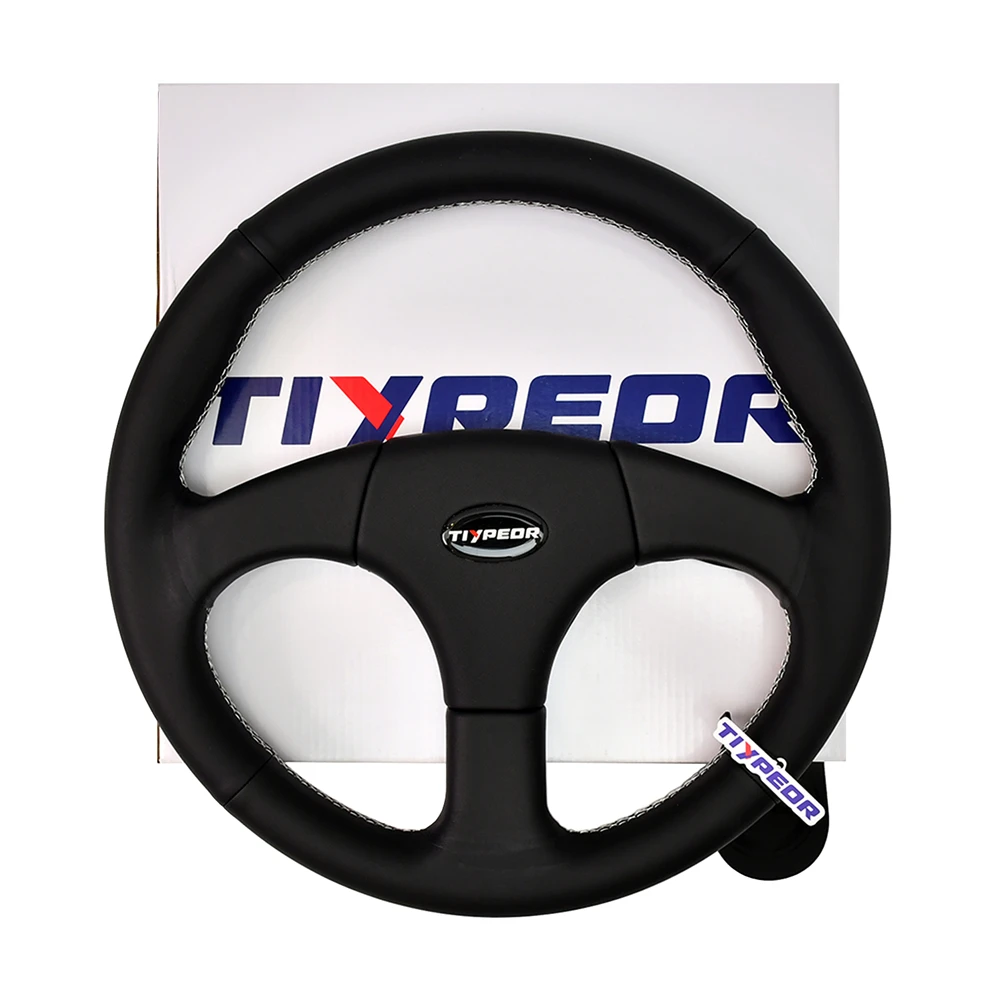 TIYPEOR 1221 Hole Black Edition Steering Wheel 350mm Microfiber Drift Simulation Racing Game Steering Wheel 6