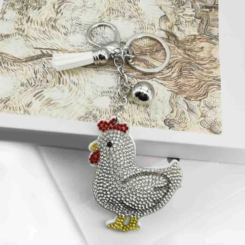 DXAB 2PCS أنيقة Chicken Keychain Rhinestonship