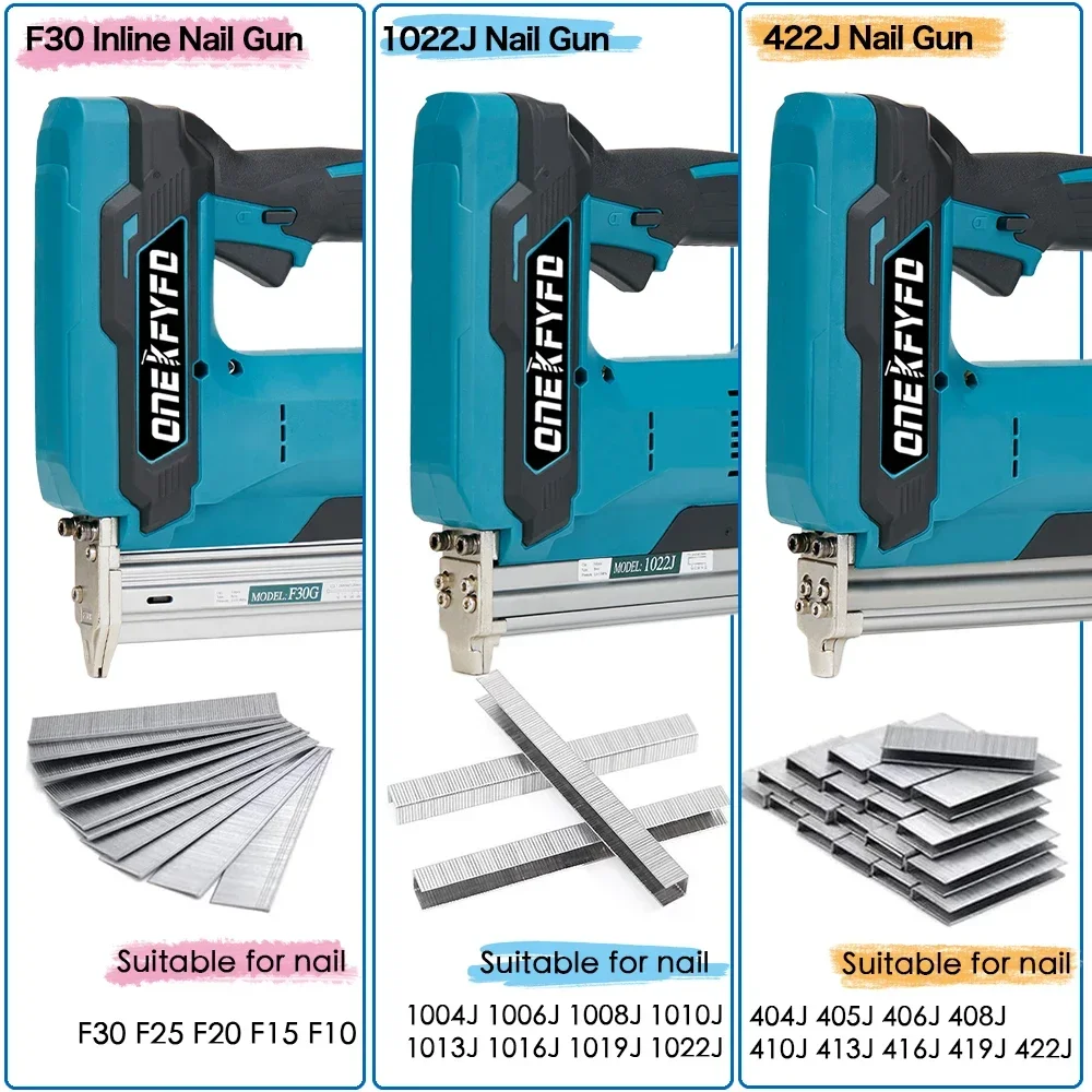 Pistola de clavos eléctrica sin escobillas F30/422J/1022J, marco de clavadora, Tacker, pistola de grapas para muebles, herramienta de carpintería