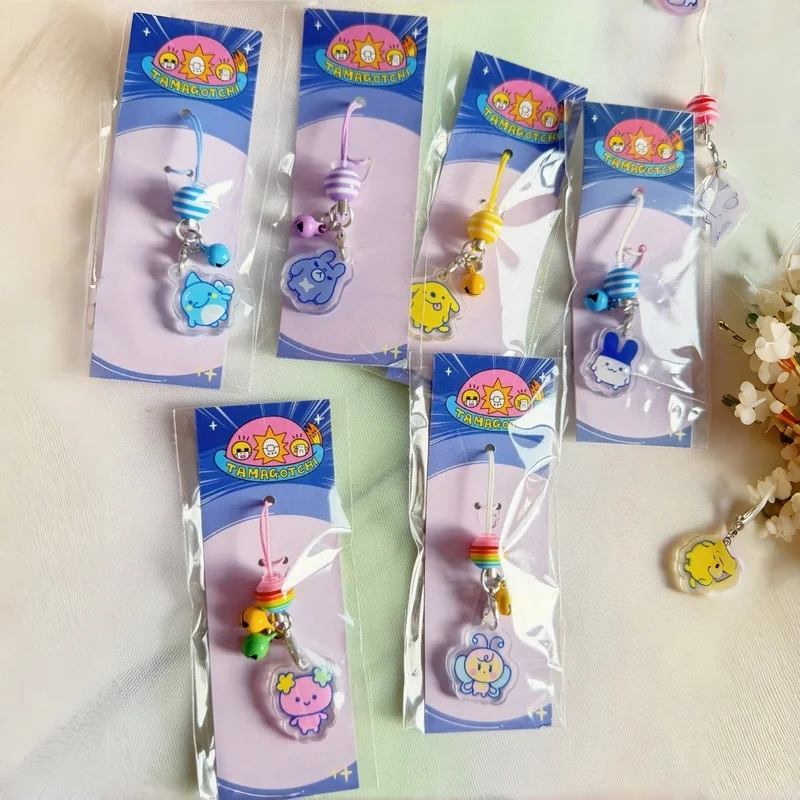 

Милый акриловый брелок в стиле Тамагочи с мультяшным дизайном, подвеска для телефона/сумки с маленьким колокольчиком, декоративный аксессуар