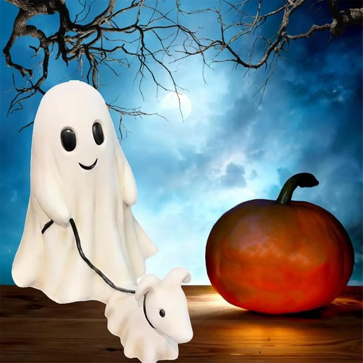 تمثال كلب المشي HW-elGhost، ديكور تمثال شبح رعب الهالوين، شبح المشي كلب الشبح (الصبي)