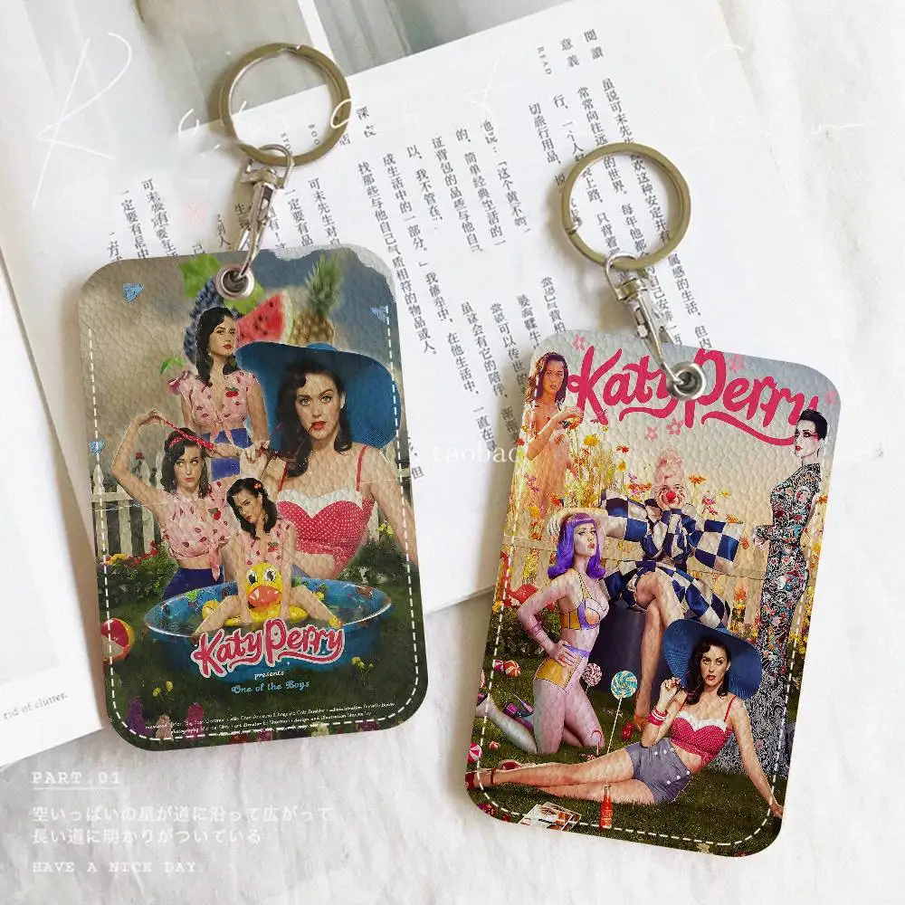 Classic Pop Singer K-Katy P-Perry Cute Cartoon Inteated Elevator Card Acc Control Card Keychain Protective Cover Gift Keychain