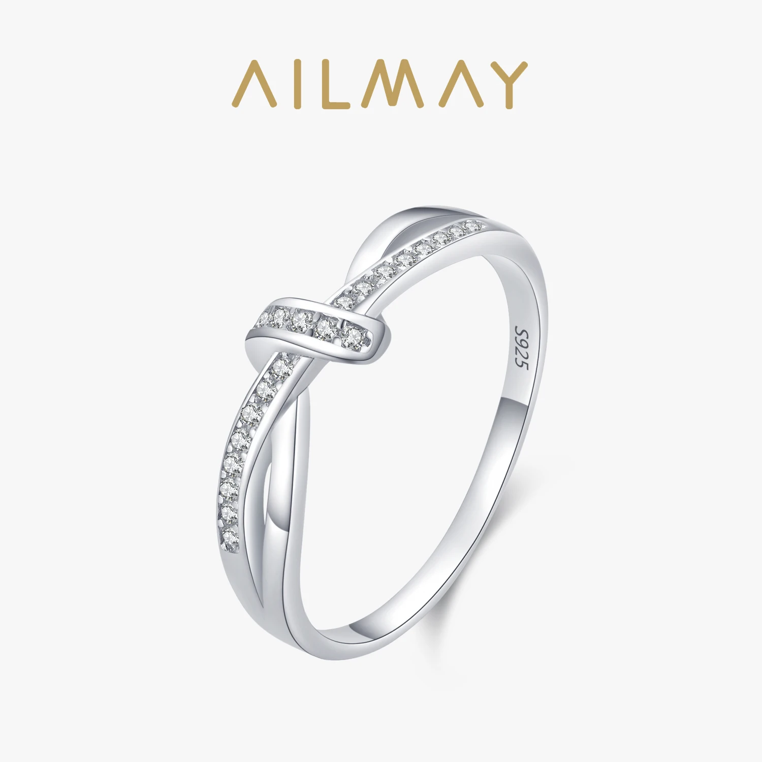 

Ailmay серебряные кольца с переплетенными линиями кольца для женщин классические роскошные Стерлинговое Серебро 925 пробы модные ювелирные изделия