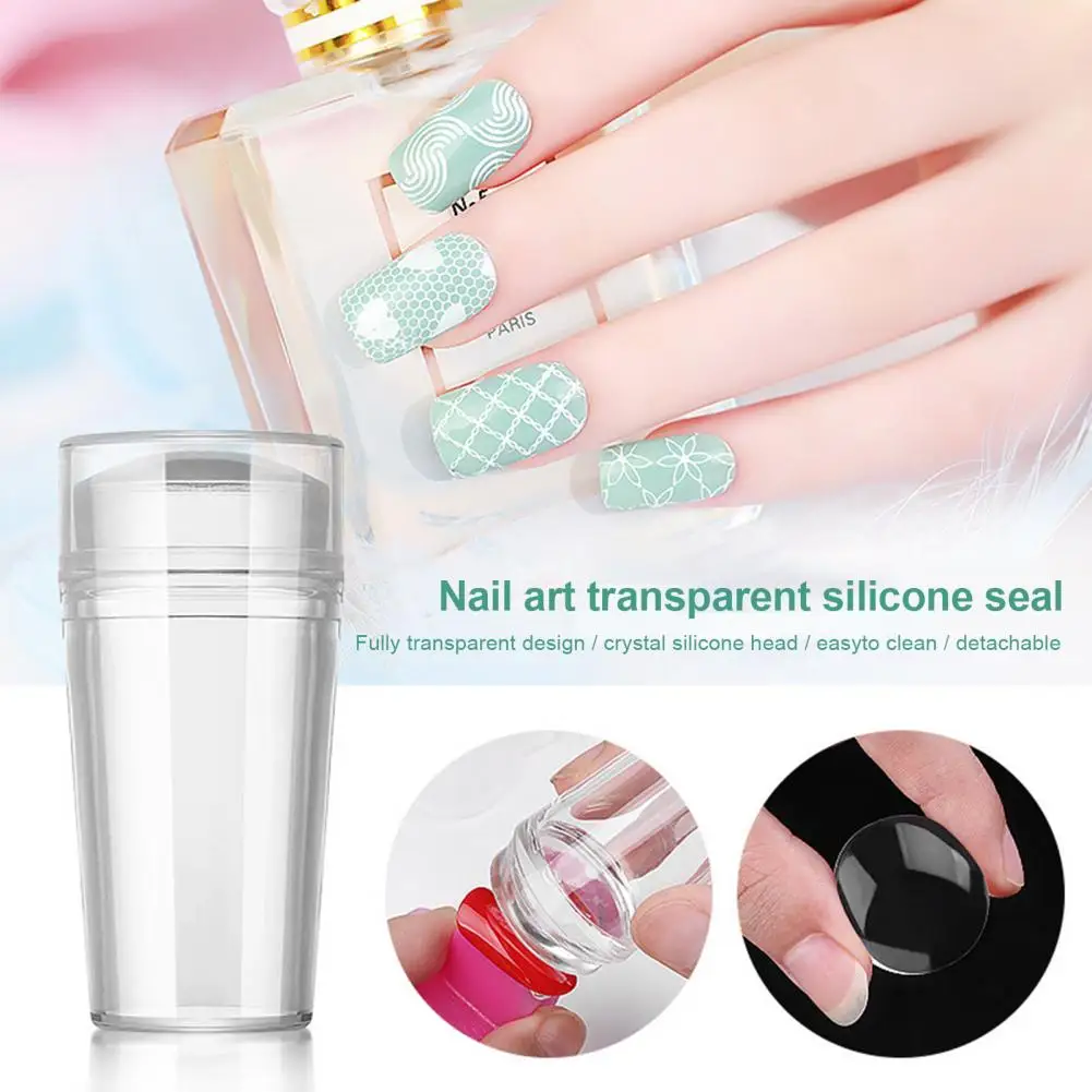 

1 Set Nail Art Stamper with Nail Scraper Removable Design Transparent Silicone Nail Stamper Manicure Tools for Professional