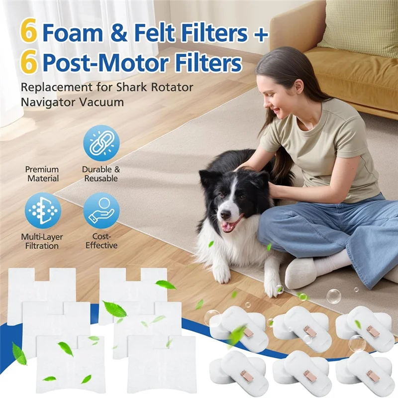

Classy-Foam & Felt Filters Post Motor Filters For Shark Duoclean Powerfins Corded Stick Vacuum HZ2000 HZ2002 HZ251 HZ602 HZ702